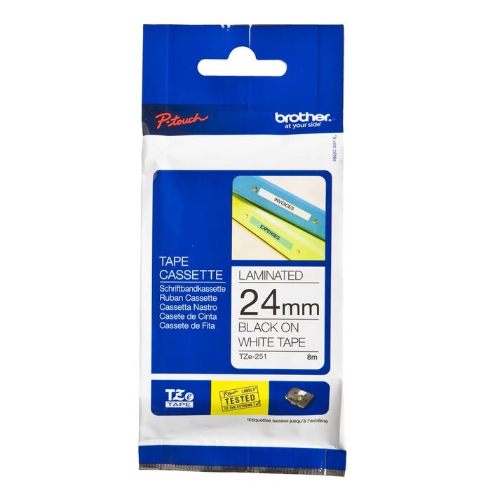 Brother TZe-251 Genuine Black On White 24mm Tape